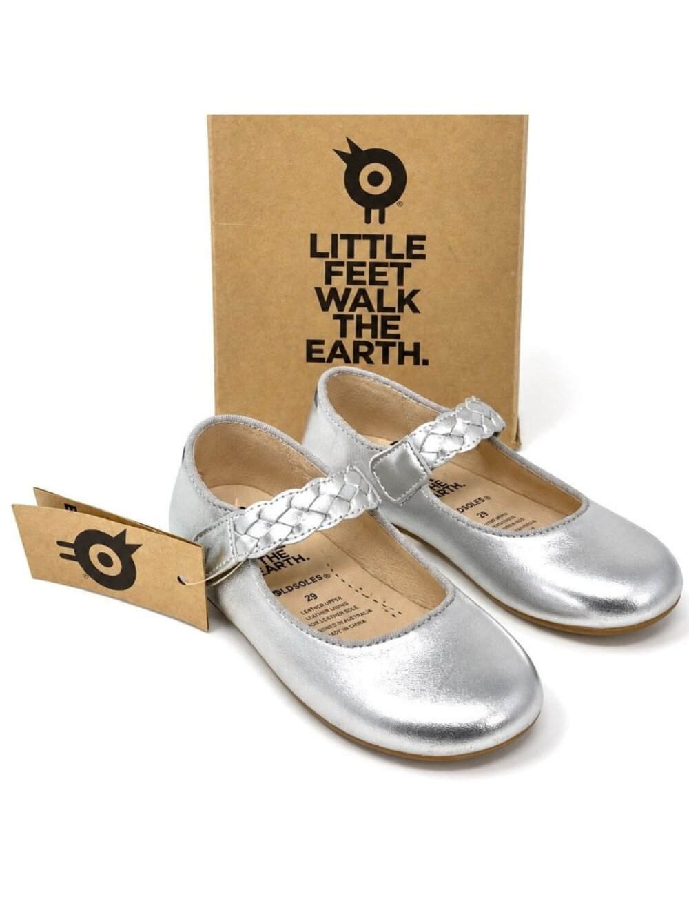 Girls Silver Leather Mary Jane Flats Dress Shoes US 12 EU 29 Old Soles Lady Plat